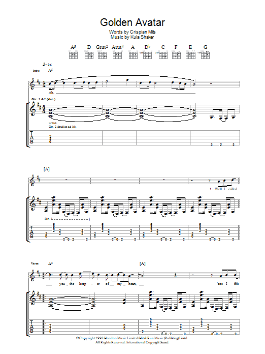 Golden Avatar (Guitar Tab) von Kula Shaker