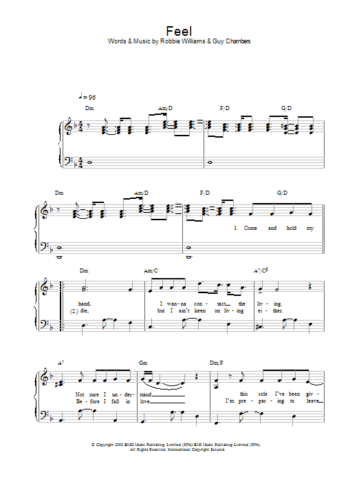 Feel (Piano, Vocal & Guitar Chords) von Robbie Williams