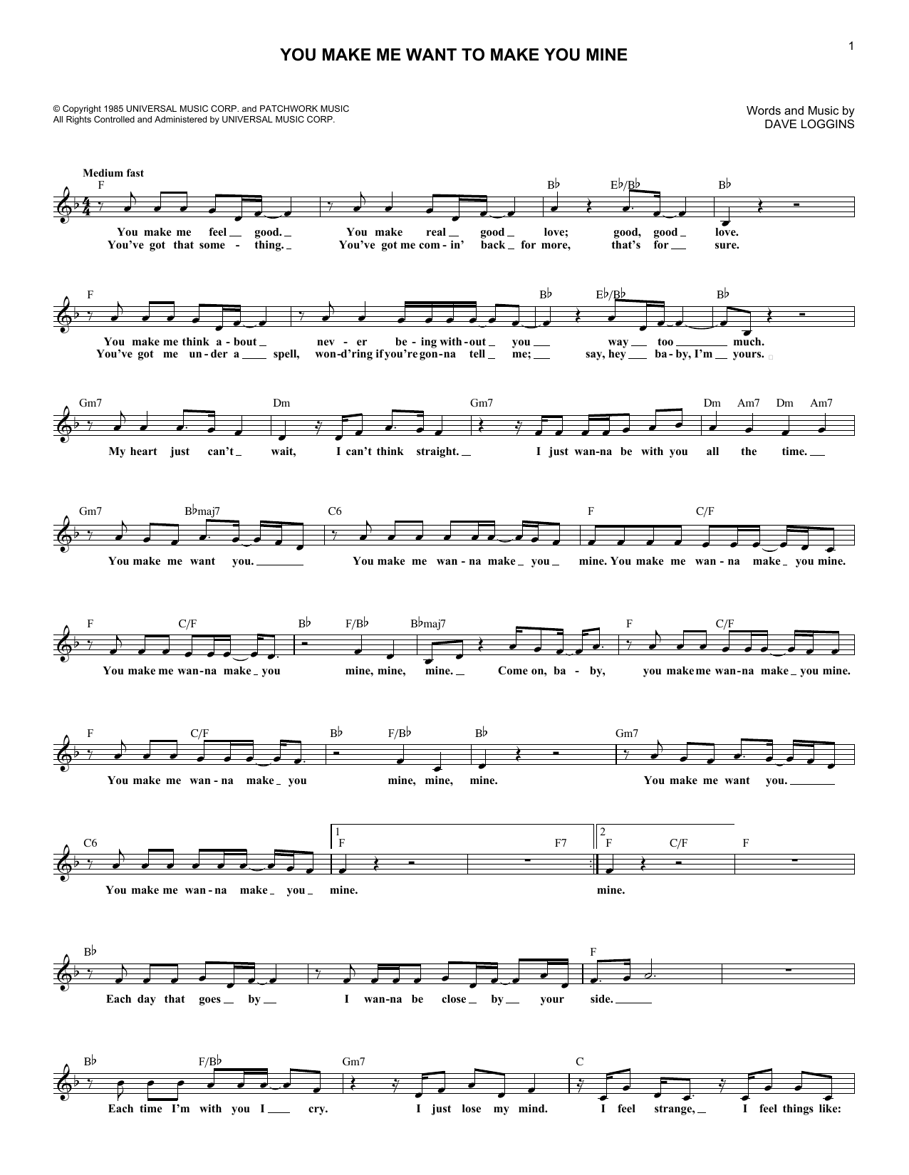 You Make Me Want To Make You Mine (Lead Sheet / Fake Book) von Juice Newton