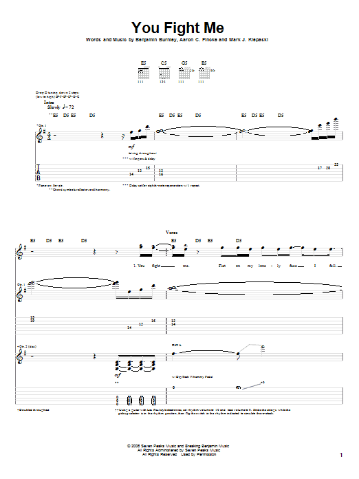 You Fight Me (Guitar Tab) von Breaking Benjamin