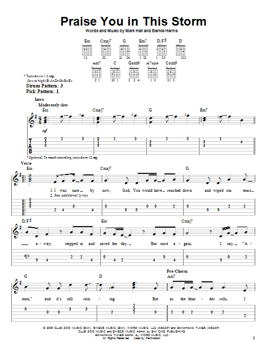 Praise You In This Storm (Easy Guitar Tab) von Casting Crowns