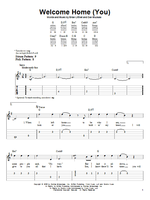 Welcome Home (You) (Easy Guitar Tab) von Brian Littrell