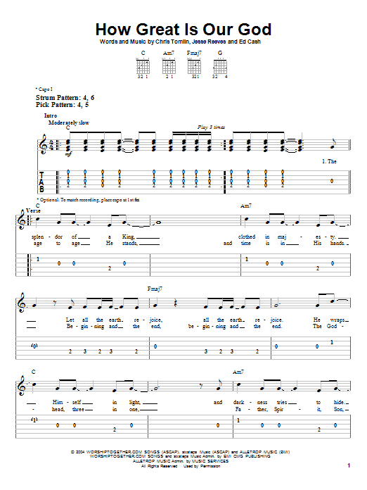 How Great Is Our God (Easy Guitar Tab) von Chris Tomlin