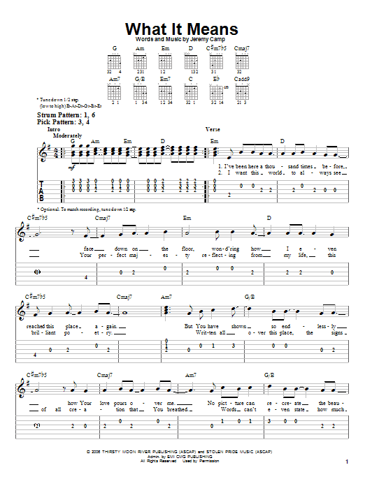 What It Means (Easy Guitar Tab) von Jeremy Camp