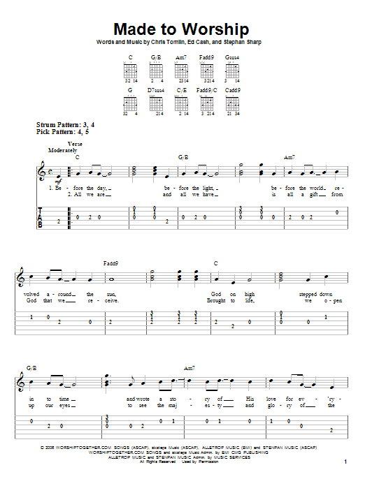 Made To Worship (Easy Guitar Tab) von Chris Tomlin