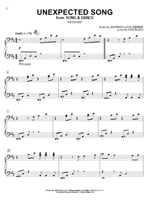 Unexpected Song (from Song & Dance) (Piano Duet) von Bernadette Peters