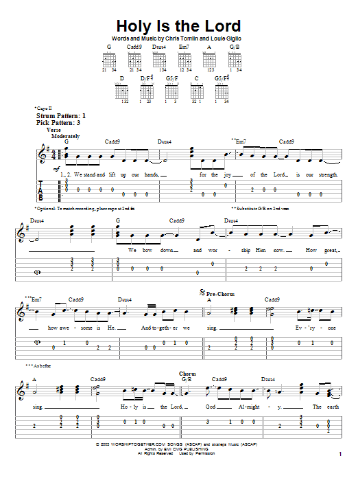 Holy Is The Lord (Easy Guitar Tab) von Chris Tomlin