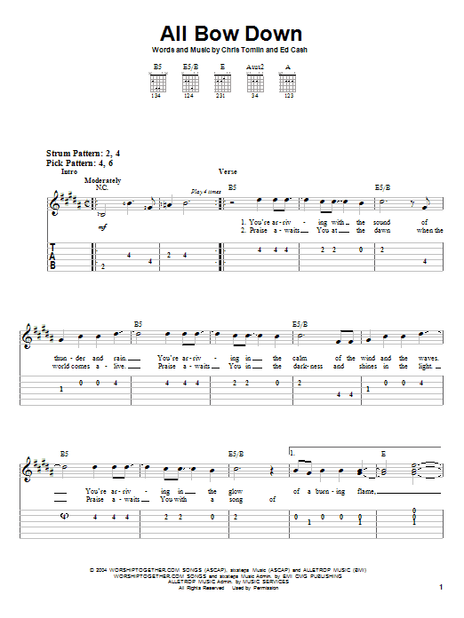All Bow Down (Easy Guitar Tab) von Chris Tomlin