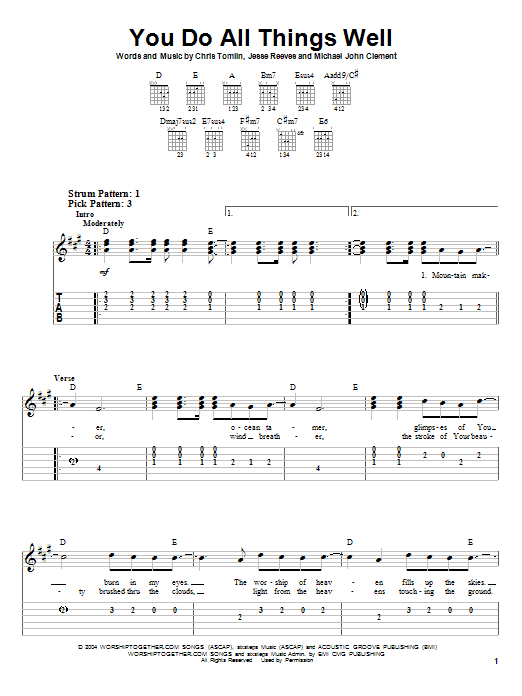 You Do All Things Well (Easy Guitar Tab) von Chris Tomlin
