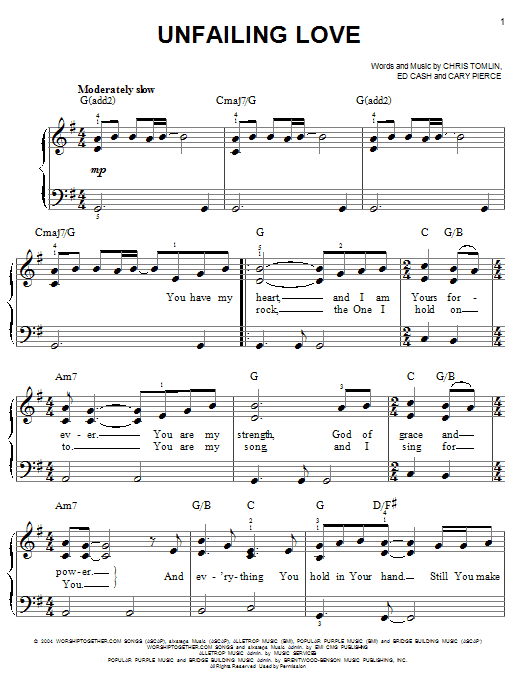 Unfailing Love (Easy Piano) von Chris Tomlin