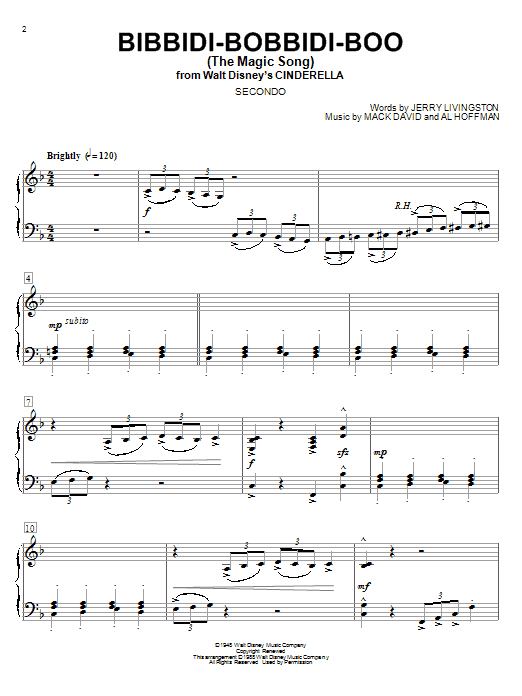Bibbidi-Bobbidi-Boo (The Magic Song) (from Cinderella) (Piano Duet) von Verna Felton
