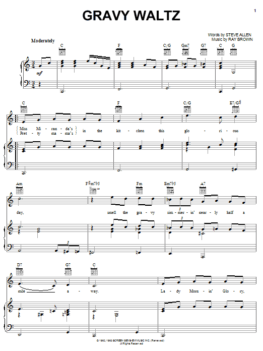 Gravy Waltz (Piano, Vocal & Guitar Chords (Right-Hand Melody)) von Steve Allen