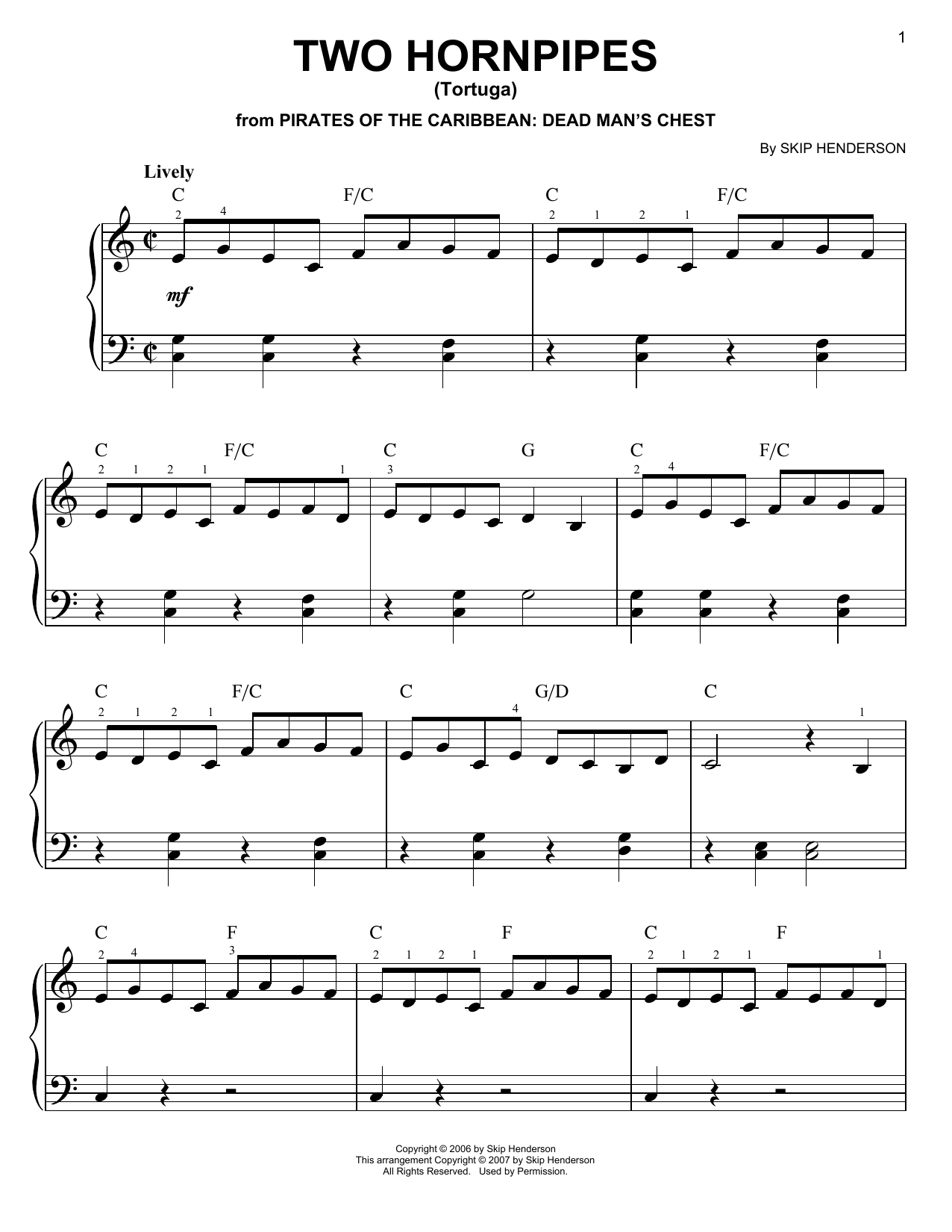 Two Hornpipes (Fisher's Hornpipe) (Easy Piano) von Skip Henderson