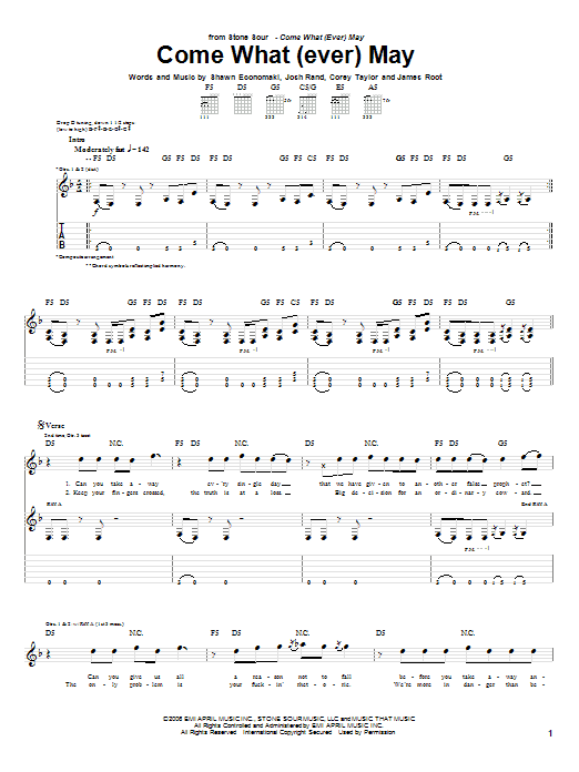 Come What(ever) May (Guitar Tab) von Stone Sour