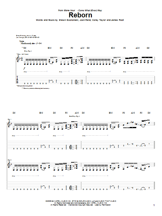 Reborn (Guitar Tab) von Stone Sour