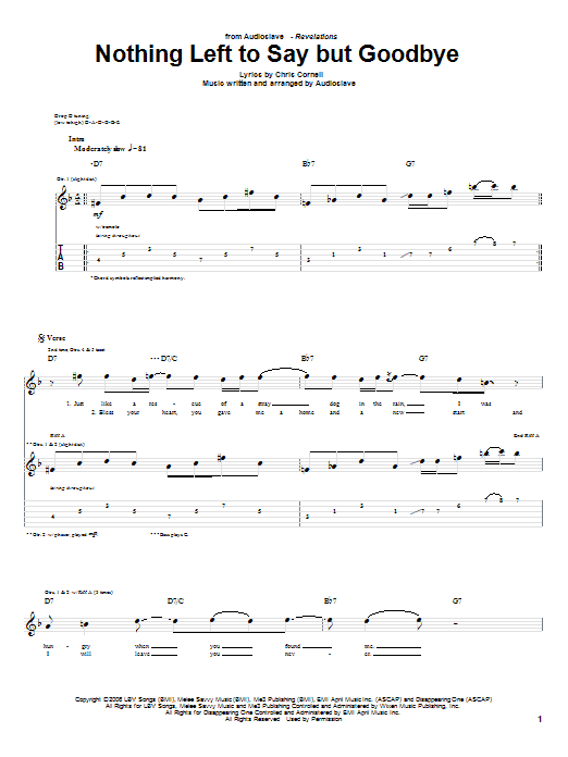 Nothing Left To Say But Goodbye (Guitar Tab) von Audioslave