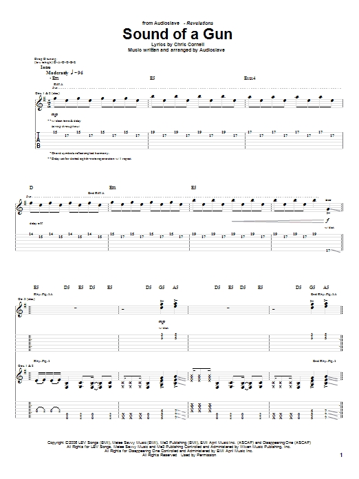 Sound Of A Gun (Guitar Tab) von Audioslave