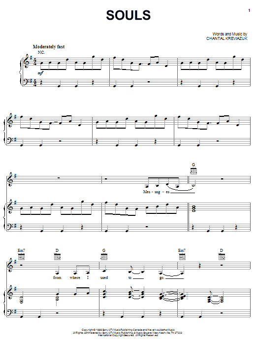 Souls (Piano, Vocal & Guitar Chords (Right-Hand Melody)) von Chantal Kreviazuk