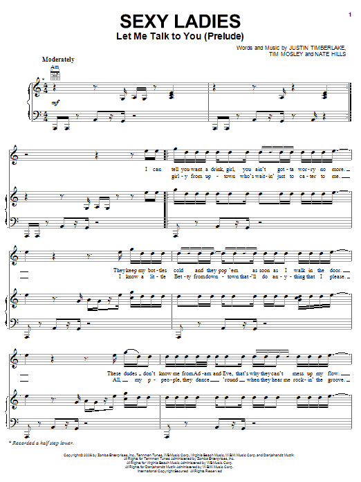 Sexy Ladies (Let Me Talk To You Prelude) (Piano, Vocal & Guitar Chords (Right-Hand Melody)) von Justin Timberlake