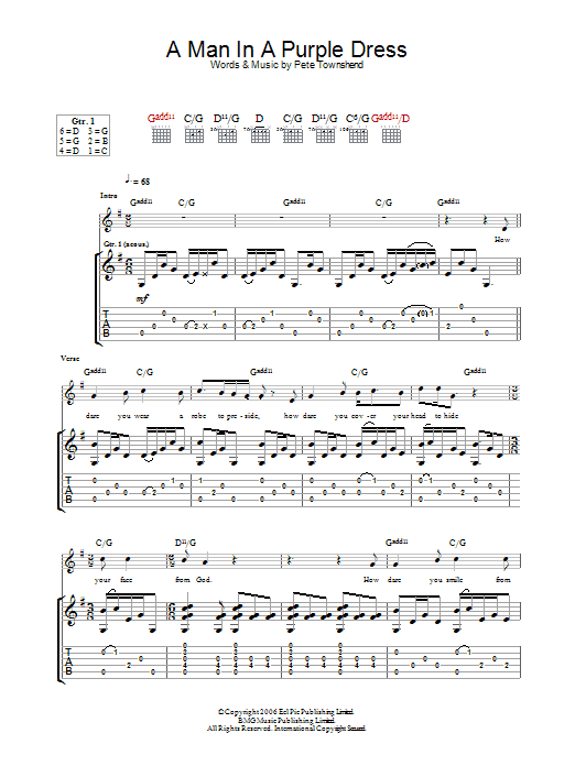 A Man In A Purple Dress (Guitar Tab) von The Who