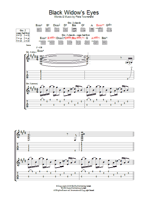 Black Widow's Eyes (Guitar Tab) von The Who