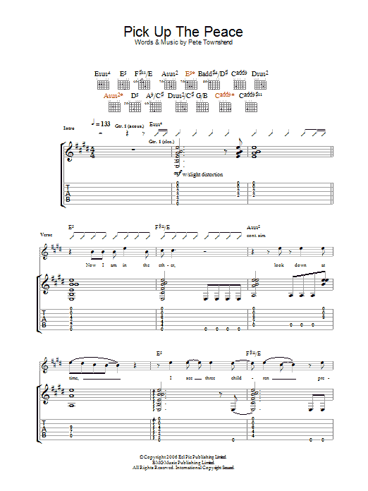 Pick Up The Peace (Guitar Tab) von The Who