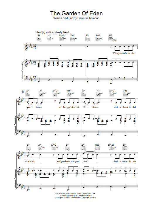 The Garden Of Eden (Piano, Vocal & Guitar Chords) von Dennise Norwood