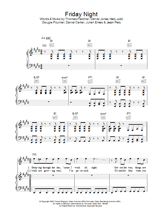 Friday Night (Piano, Vocal & Guitar Chords) von McFly