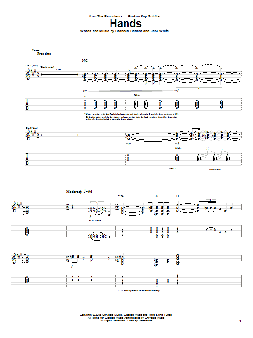 Hands (Guitar Tab) von The Raconteurs