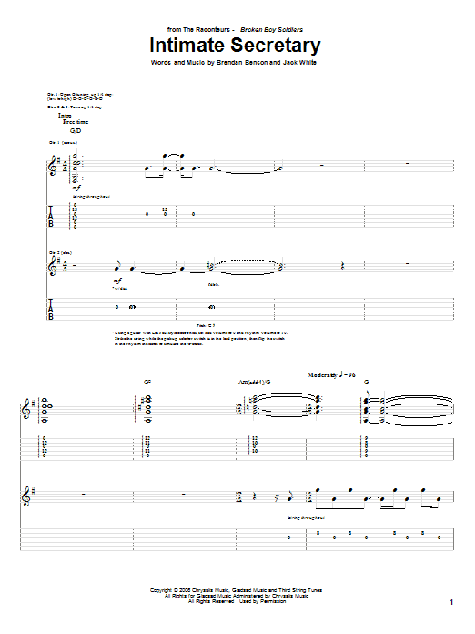 Intimate Secretary (Guitar Tab) von The Raconteurs