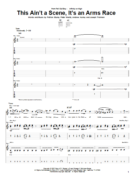 This Ain't A Scene, It's An Arms Race (Guitar Tab) von Fall Out Boy