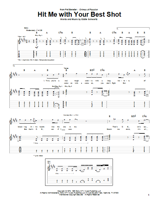 Hit Me With Your Best Shot (Guitar Tab) von Pat Benatar