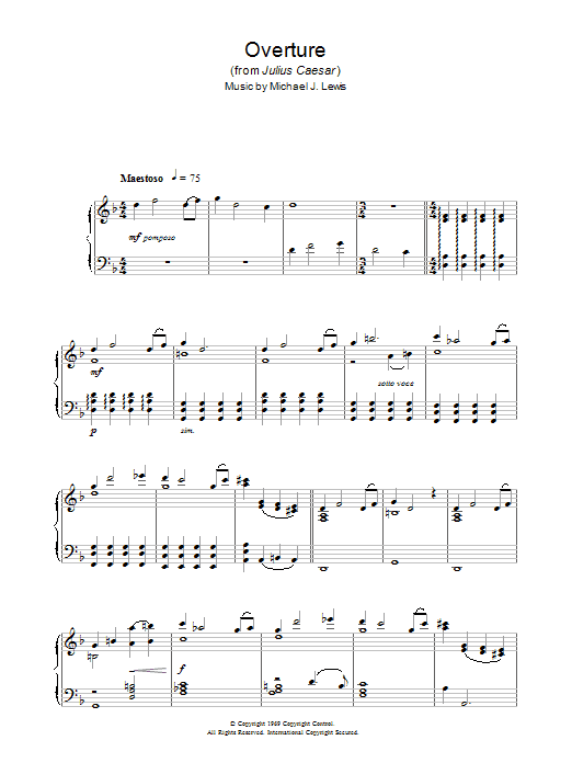 Overture (from Julius Caesar) (Piano Solo) von Michael J. Lewis
