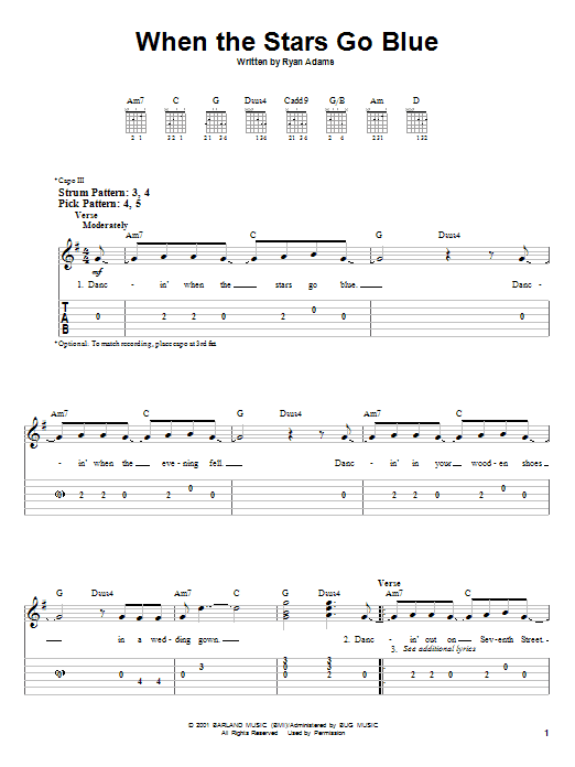 When The Stars Go Blue (Easy Guitar Tab) von Tim McGraw