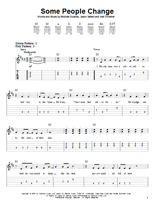 Some People Change (Easy Guitar Tab) von Kenny Chesney