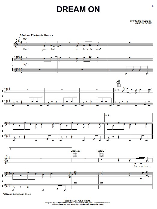 Dream On (Piano, Vocal & Guitar Chords (Right-Hand Melody)) von Depeche Mode