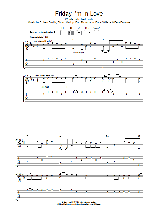 Friday I'm In Love (Guitar Tab) von The Cure