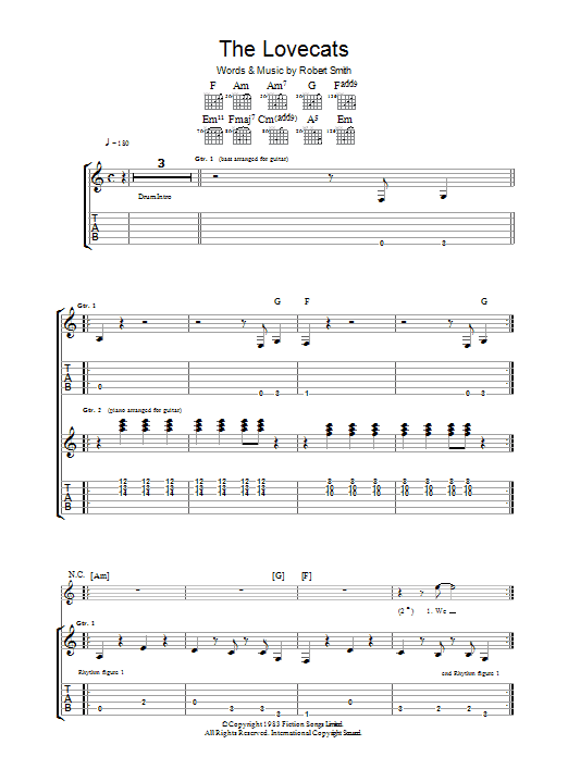 The Lovecats (Guitar Tab) von The Cure