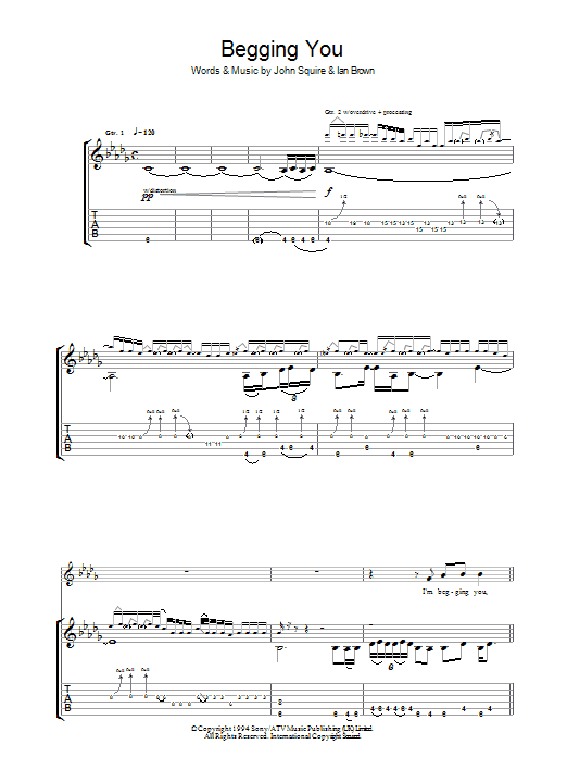 Begging You (Guitar Tab) von The Stone Roses