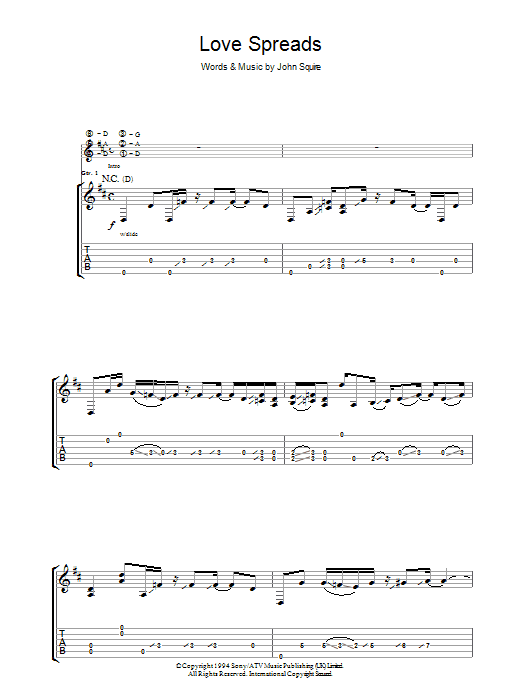 Love Spreads (Guitar Tab) von The Stone Roses