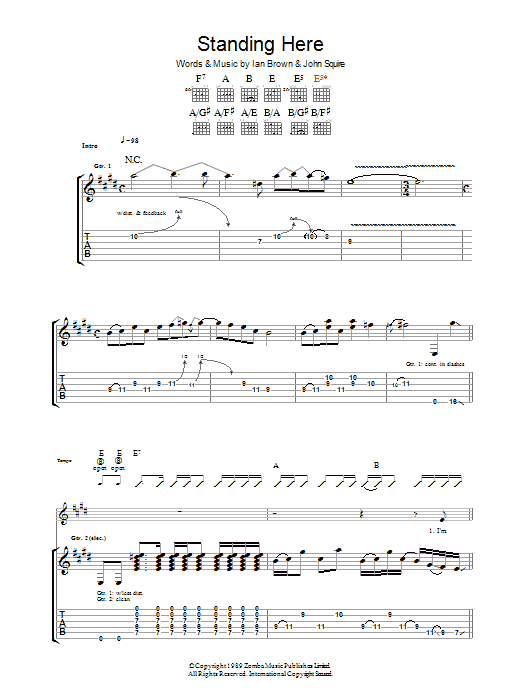 Standing Here (Guitar Tab) von The Stone Roses