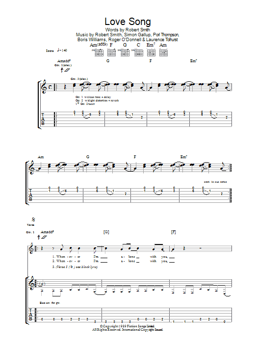 Lovesong (Guitar Tab) von The Cure