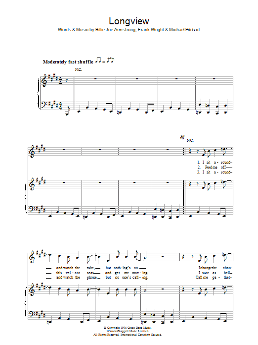 Longview (Piano, Vocal & Guitar Chords) von Green Day