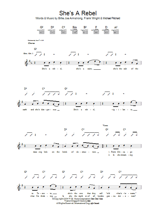 She's A Rebel (Guitar Tab) von Green Day