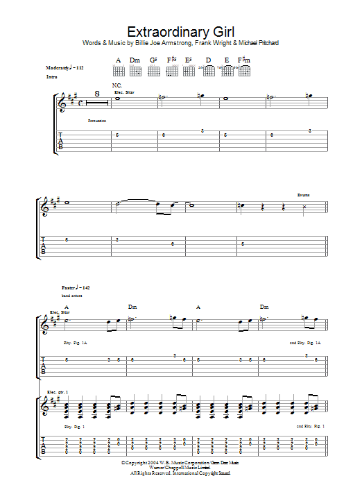 Extraordinary Girl (Guitar Tab) von Green Day