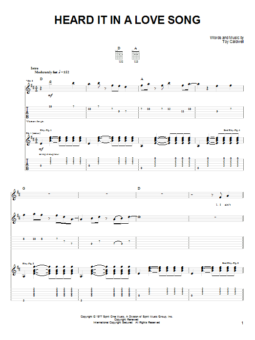Heard It In A Love Song (Easy Guitar Tab) von Marshall Tucker Band