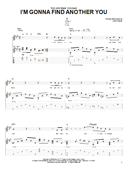I'm Gonna Find Another You (Guitar Tab) von John Mayer