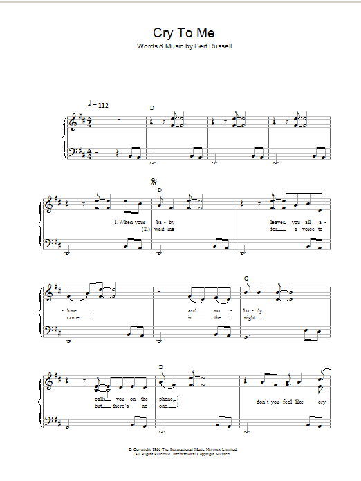 Cry To Me (Easy Piano) von Solomon Burke