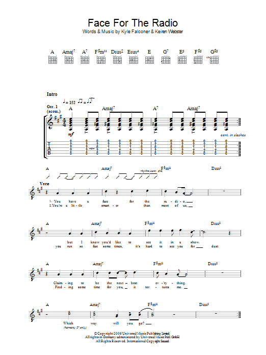 Face For The Radio (Guitar Tab) von The View