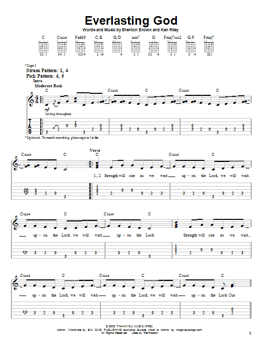 Everlasting God (Easy Guitar Tab) von Chris Tomlin